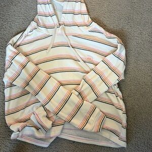 Billabong Striped Cream Multicolor Hooded Pullover Top